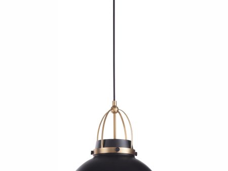 1-light Pendant Matte Black w  Aged Brass Supply