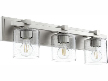 3-light Bath Vanity Light Satin Nickel w  Clear Seeded Hot on Sale