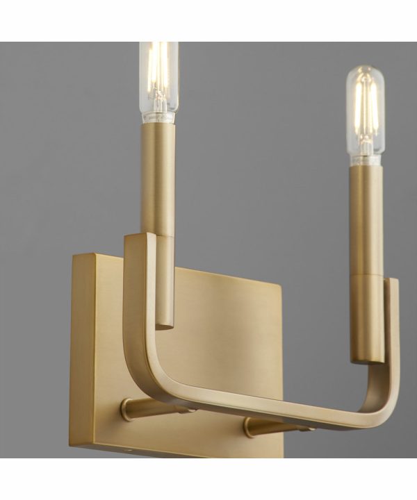 Tempo 2-light Wall Mount Light Fixture Aged Brass Online Sale