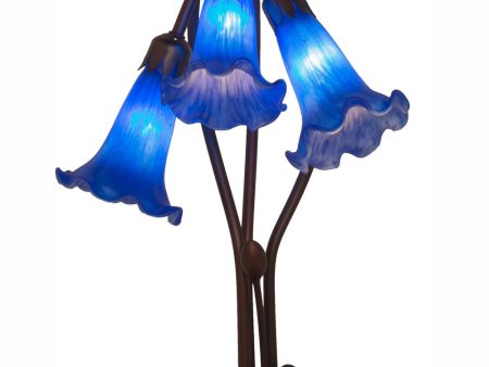 16  High Blue Tiffany Pond Lily 3 Light Accent Lamp Online now