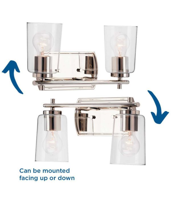 Adley 2-Light Clear Glass New Traditional Bath Vanity Light Polished Nickel For Discount