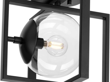 Atwell 10  1-Light Mid-Century Modern Clear Glass Semi-Flush Mount Light Matte Black For Discount