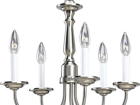 5-Light White Candles Traditional Chandelier Light Brushed Nickel Hot on Sale