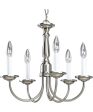 5-Light White Candles Traditional Chandelier Light Brushed Nickel Hot on Sale