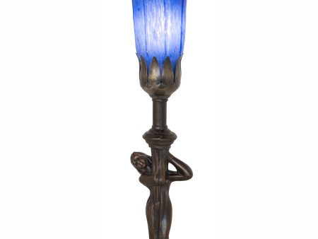 15  High Blue Tiffany Pond Lily Nouveau Lady Accent Lamp For Sale