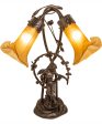 17  Wide Amber Tiffany Pond Lily 2 Light Trellis Girl Accent Lamp Sale