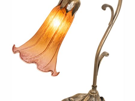 15  High Amber Purple Tiffany Pond Lily Accent Lamp on Sale