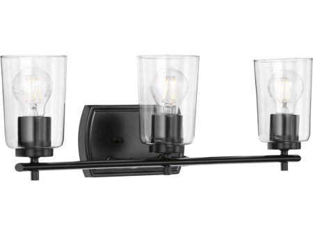 Adley 3-Light Clear Glass New Traditional Bath Vanity Light Matte Black For Discount