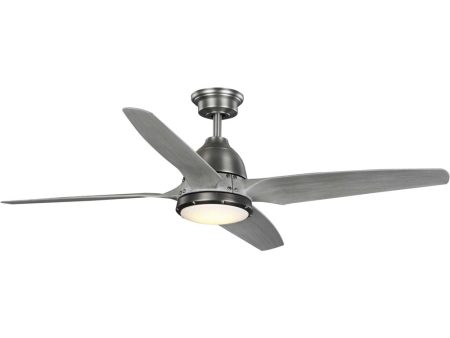 Alleron 4-Blade Grey Weathered Wood 56-Inch DC Motor LED Urban Industrial Ceiling Fan Antique Nickel Sale