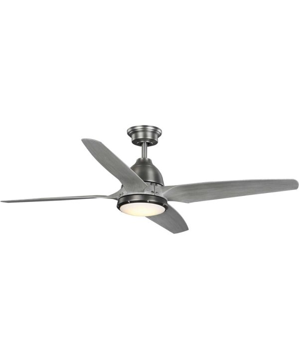 Alleron 4-Blade Grey Weathered Wood 56-Inch DC Motor LED Urban Industrial Ceiling Fan Antique Nickel Sale