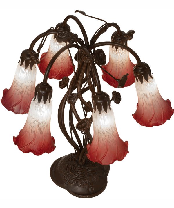 19  High Pink White Tiffany Pond Lily 6 Light Table Lamp Online Sale