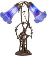 17  High Blue Tiffany Pond Lily 2 Light Trellis Girl Accent Lamp Cheap