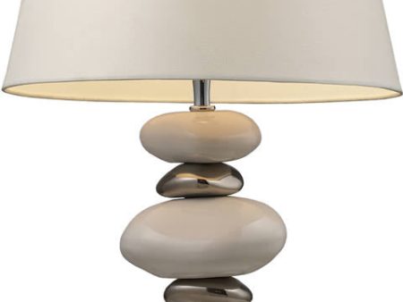 23 H Mary Kate and Ashley Elemis 1-Light Table Lamp Chrome and Stone and Natural For Discount