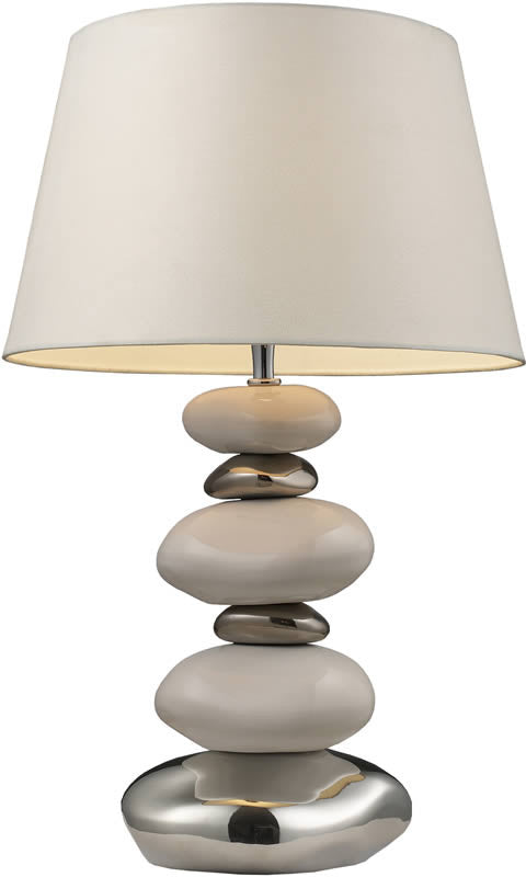 23 H Mary Kate and Ashley Elemis 1-Light Table Lamp Chrome and Stone and Natural For Discount