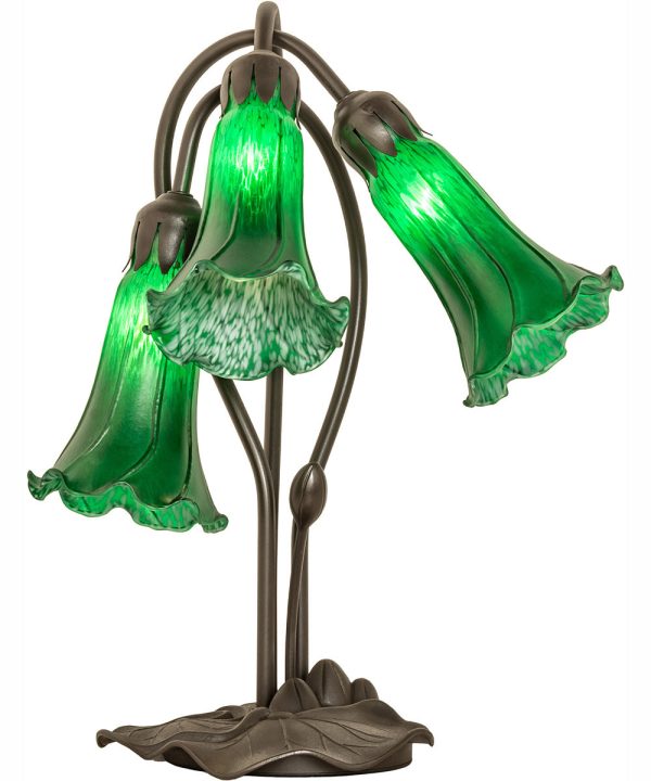 16  High Green Tiffany Pond Lily 3 Light Accent Lamp Sale