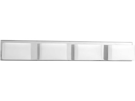 Ace LED 4-Light Etched Glass Modern LED Bath Vanity Light Polished Chrome Fashion