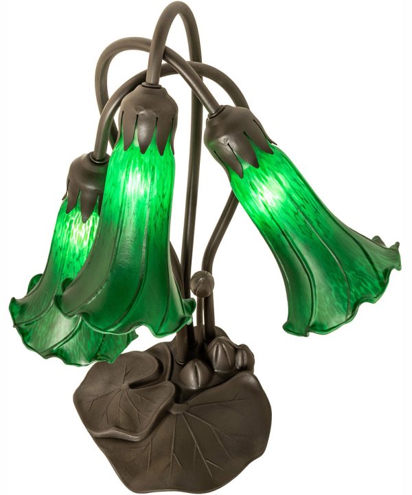 16  High Green Tiffany Pond Lily 3 Light Accent Lamp Sale