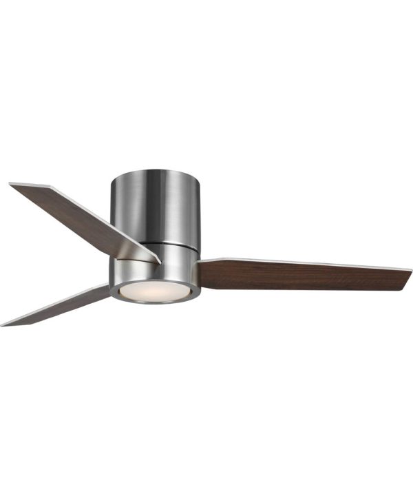 Braden 44  3-Blade LED Mid-Century Modern Indoor Hugger Ceiling Fan Brushed Nickel Online now