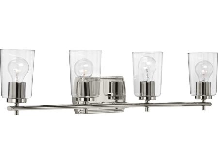 Adley 4-Light Clear Glass New Traditional Bath Vanity Light Polished Nickel Cheap