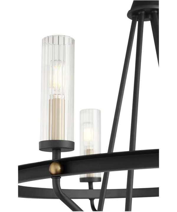 Empire 6-light Chandelier Textured Black w  Aged Brass Online now