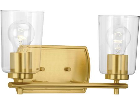 Adley 2-Light Clear Glass New Traditional Bath Vanity Light Satin Brass Fashion