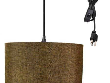 1-Light Plug In Swag Pendant Ceiling Light Chocolate Burlap Shade For Cheap