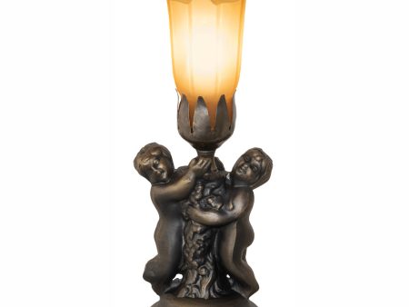 13  High Amber Tiffany Pond Lily Twin Cherub Accent Lamp Online Hot Sale