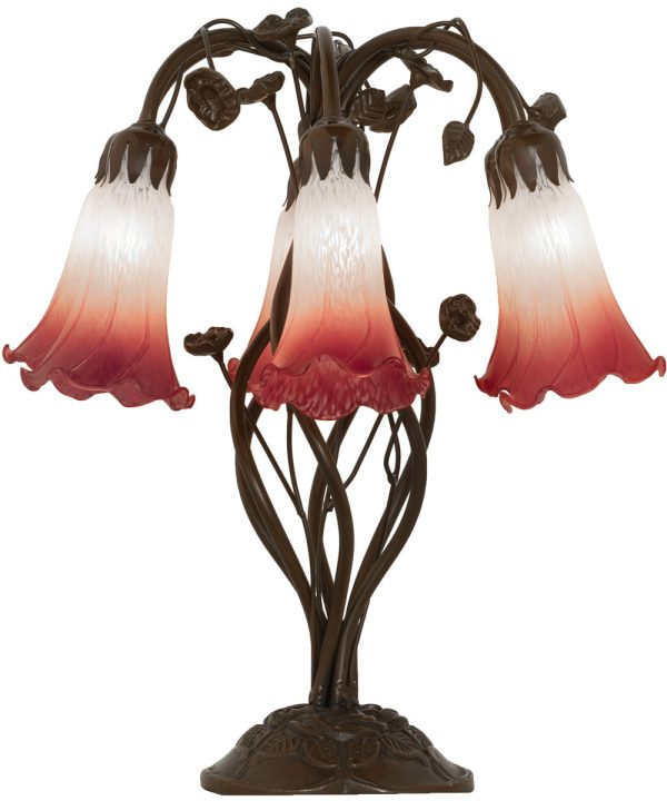 19  High Pink White Tiffany Pond Lily 6 Light Table Lamp Online Sale