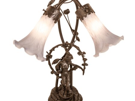 17  High Gray Tiffany Pond Lily 2 Light Trellis Girl Accent Lamp Online Hot Sale