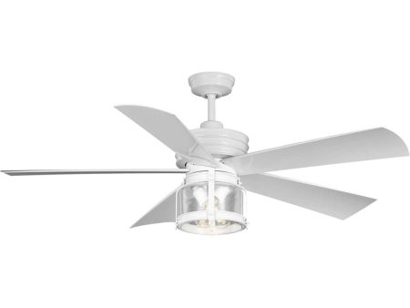 Midvale 5-Blade White 56-Inch Coastal Indoor Outdoor Ceiling Fan Satin White Online now