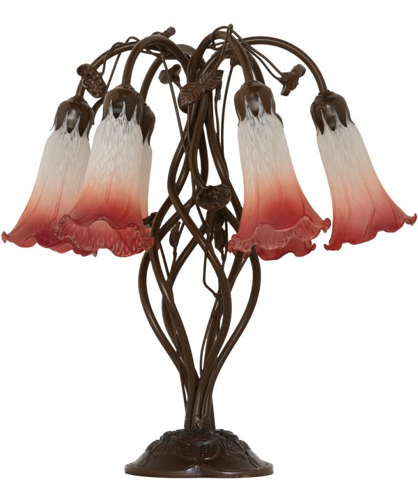 19  High Pink White Tiffany Pond Lily 6 Light Table Lamp Online Sale