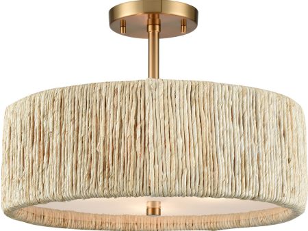 Abaca 16.75   Wide 3-Light Semi Flush Mount - Satin Brass Online now