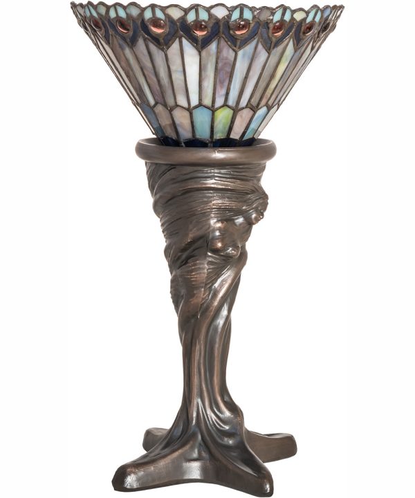 15  High Tiffany Jeweled Peacock Mini Lamp Sale