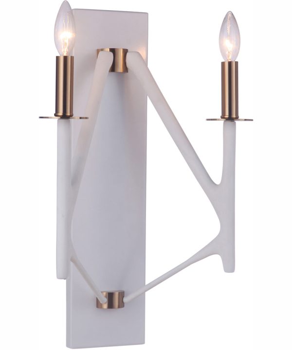 The Reserve 2-Light Wall Sconce Matte White   Satin Brass For Cheap