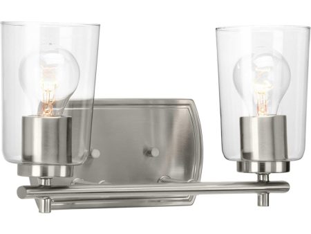 Adley 2-Light Clear Glass New Traditional Bath Vanity Light Brushed Nickel Discount