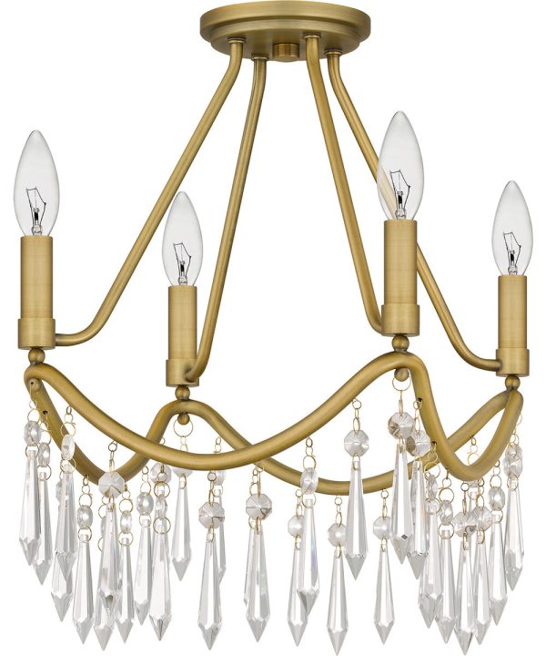 Airedale Small 4-light Semi Flush Mount Aged Brass Sale