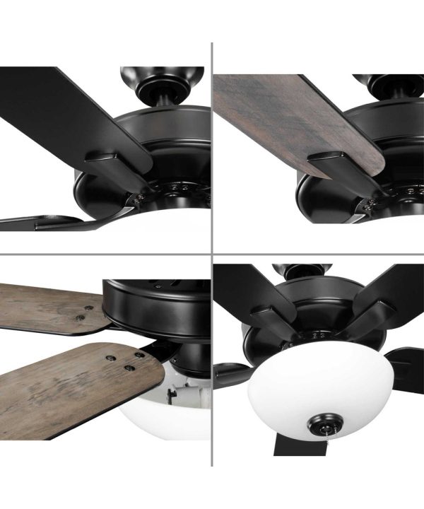 AirPro 52 in. 5-Blade Transitional Ceiling Fan with Light Matte Black Fashion