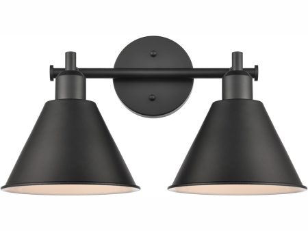 Abbington 17.5   Wide 2-Light Vanity-Light - Matte Black For Discount