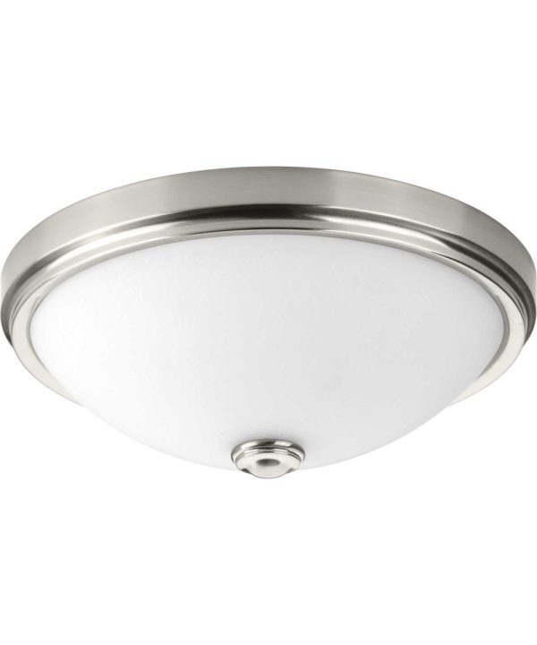 1-Light 19  LED Linen Glass Flush Mount Brushed Nickel Discount