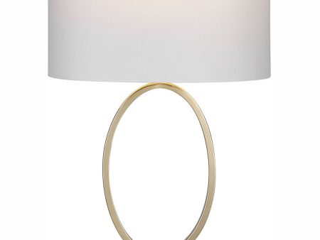 27 H 1-Light Table Lamp Metal in Golden Brass with an Oval Shade For Discount