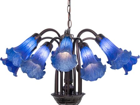 24  Wide Blue Tiffany Pond Lily 12 Light Chandelier Fashion