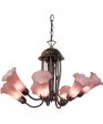 24  Wide Purple Tiffany Pond Lily 7 Light Chandelier Online now