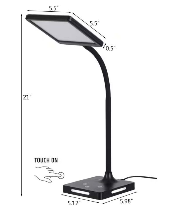 Brilli 21 H Charge Up Circadian LED Desk Lamp Black Finish with Touch Switch, Night Light on Base Discount