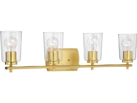 Adley 4-Light Clear Glass New Traditional Bath Vanity Light Satin Brass Discount