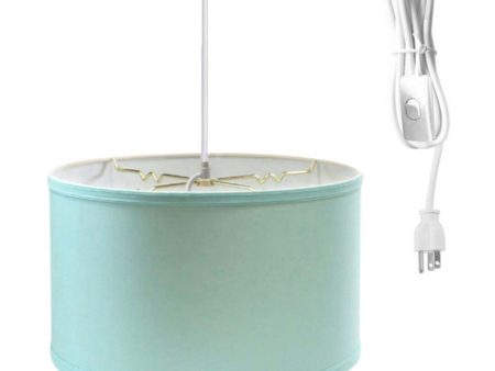 1 Light Swag Plug-In Pendant 16 w Island Paradise Linen Drum Shade, 17  White Cord Online Hot Sale