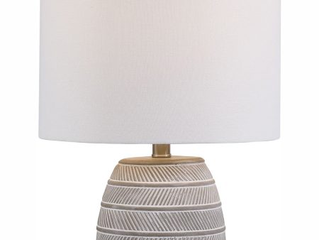 20 H 1-Light Table Lamp Concrete and Steel in Gray and White and Brushed Nickel with a Drum Shade Online now