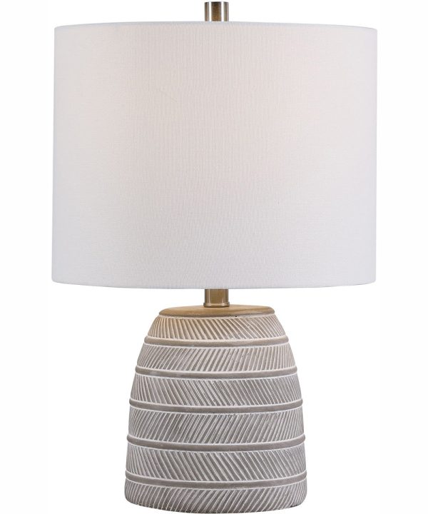 20 H 1-Light Table Lamp Concrete and Steel in Gray and White and Brushed Nickel with a Drum Shade Online now