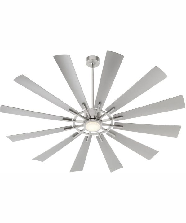 72  Cirque 1-light LED Patio Ceiling Fan Satin Nickel For Discount