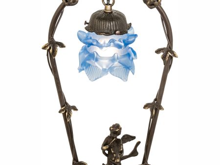 19  High Blue Cherub With Violin Mini Lamp Cheap