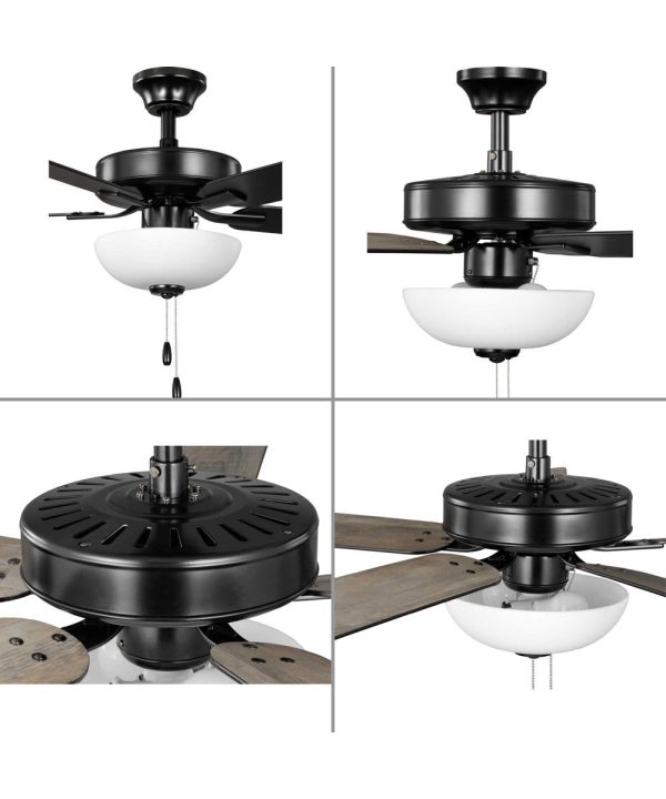 AirPro 52 in. 5-Blade Transitional Ceiling Fan with Light Matte Black Fashion